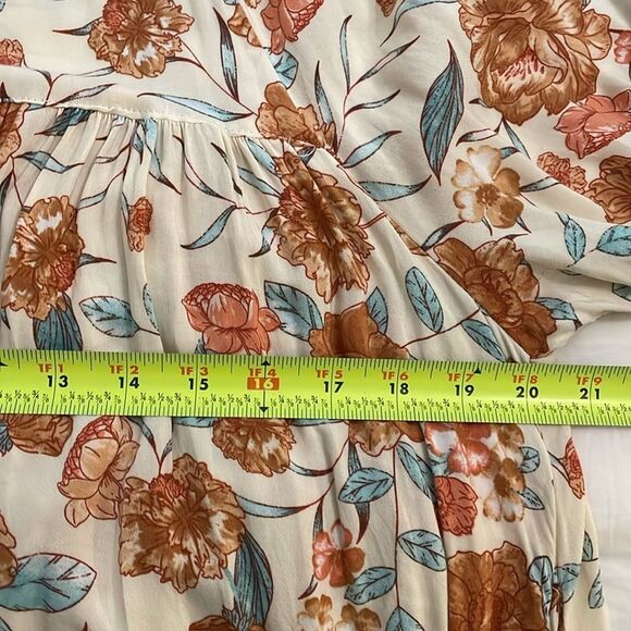 Hayden Cream Floral Mini Dress Womens Size 1XL Boho Puff Sleeves - Picture 5 of 10